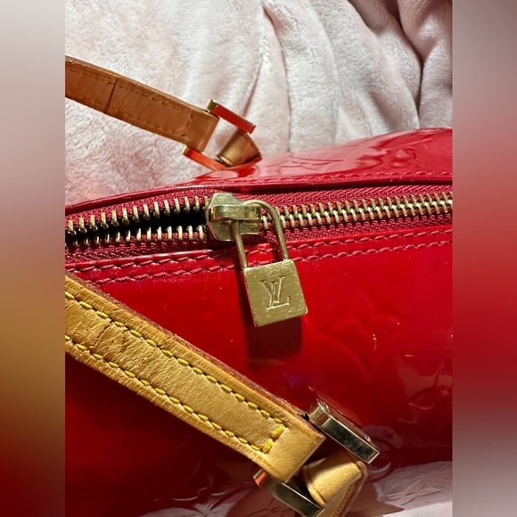 Louis Vuitton Vernis Bedford Hand Bag Purse Red Satchel Authentic - Picture 6 of 17